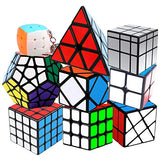 Coolzon 9 Pack Rubix Cube Set, Puzzle Cube Set 2x2 3x3 4x4 Pyraminx Megaminx Mirror Skewb Fisher Bun Cube Keychain, Fast & Smooth Magic Cube