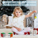 Coolzon 9 Pack Magic Cube Set 2x2 3x3 4x4 Pyramid Pyraminx Megaminx Skew Mirror Magic Ball Cube Keychain, Smooth Sticker 3D Magic Puzzle Cube Bundle for Kids & Adults