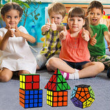 5 Pack Speed Cube Set, 2x2 3x3 4x4 Pyraminx Pyramid Megaminx Puzzle Cube Toy