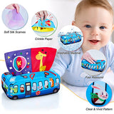 KidsPark Baby Tissue Box Toy, Montessori Sensory Toys 6-12 Months with Crinkle Tissue Papers & Colorful Scarves, Early Learning Educational Toys for Babies Toddlers, Blue
