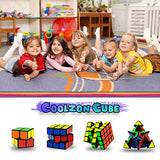 Coolzon 4 Pack Rubix Cube Set, Magic Speed Cube Bundle 2x2 3x3 4x4 Pyraminx Pyramid