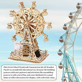 Coolzon Wooden Model Kits 3D Wooden Puzzles for Adults and Kids,Wooden Mechanical Ferris Wheel for Family and Friends,Kids, Teens and Adult Self-Assembly Toy Present(Ferris Wheel)