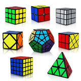 8 Pack Rubix Cube Set3D Puzzle 2x2 + 3x3 + 4x4 + Pyraminx + Megaminx + Mirror + Skewb + Fenghuolun Speed Cube Magic Toys for Kids & Adults