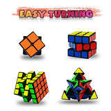 Coolzon 4 Pack Rubix Cube Set, Magic Speed Cube Bundle 2x2 3x3 4x4 Pyraminx Pyramid