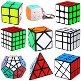 Coolzon 9 Pack Rubix Cube Set, Puzzle Cube Set 2x2 3x3 4x4 Pyraminx Megaminx Mirror Skewb Fisher Bun Cube Keychain, Fast & Smooth Magic Cube