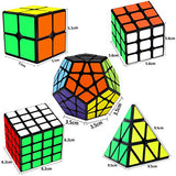 5 Pack Speed Cube Set, 2x2 3x3 4x4 Pyraminx Pyramid Megaminx Puzzle Cube Toy