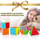5 Pack Coolzon Cube Set, 2x2 3x3 4x4 Pyramid Pyraminx Megaminx Puzzle Cube, Smooth Stickerless 3D Magic Puzzle Cube Bundle for Kids & Adults