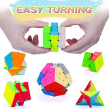 Coolzon Speed Cube Set,Puzzle Cube, 6 Pack Magic Cubes 2x2x2 3x3x3 4x4x4 Pyraminx Megaminx Skewb Smoothly Stickerless Magic Cubes Puzzle Cube Toy for Kids & Adults