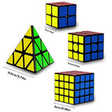 Coolzon 4 Pack Rubix Cube Set, Magic Speed Cube Bundle 2x2 3x3 4x4 Pyraminx Pyramid